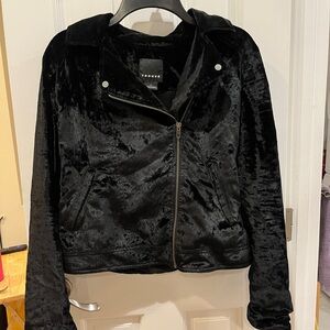 Black velvet motorcycle jacket